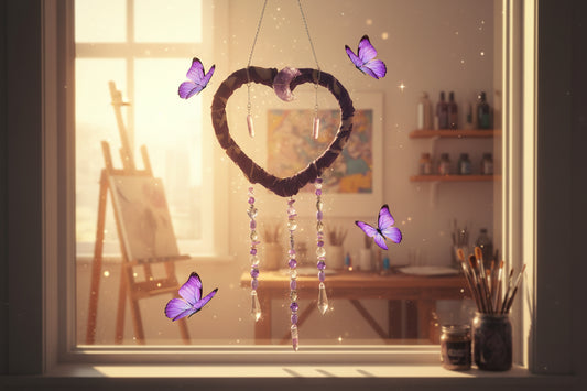 Wrapped Purple Heart w/Amethyst Moon