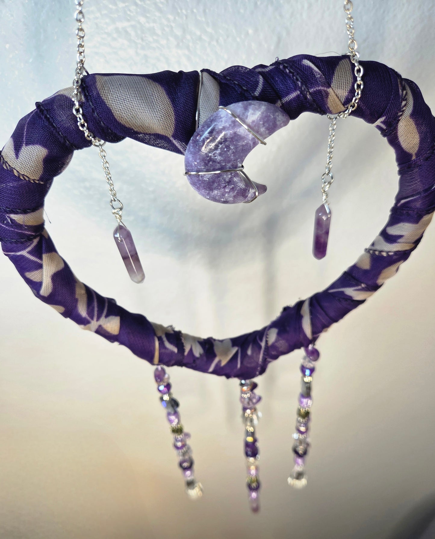 Wrapped Purple Heart w/Amethyst Moon