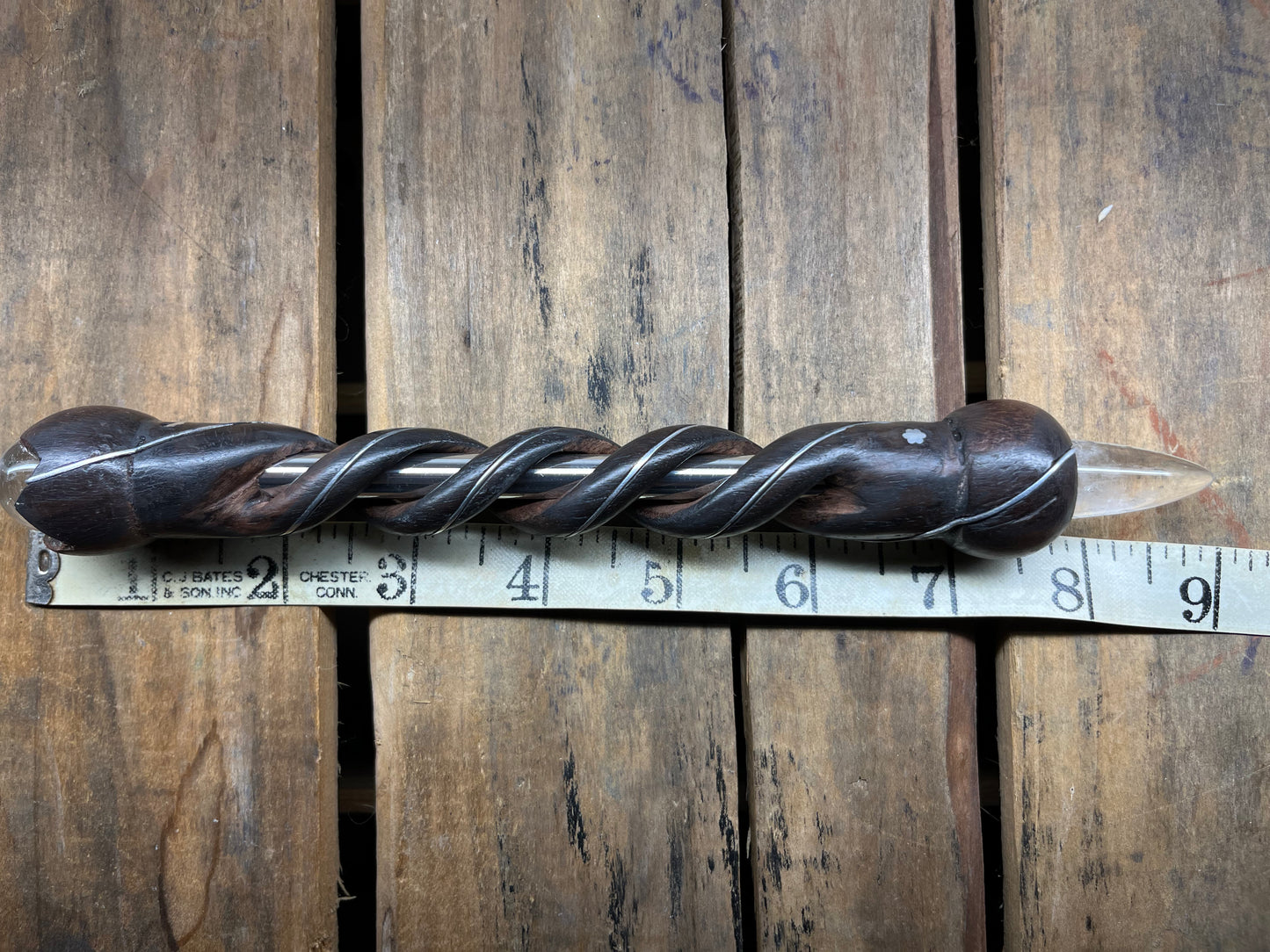 Single Point Crystal Metal Twist Wood Wand